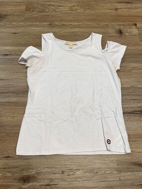 MICHAEL Michael Kors White Cold-Shoulder Crew Tee